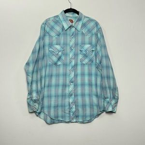 Vintage Miller Western Wear Long Sleeve Pearl Snap Button Plaid Shirt Men’s